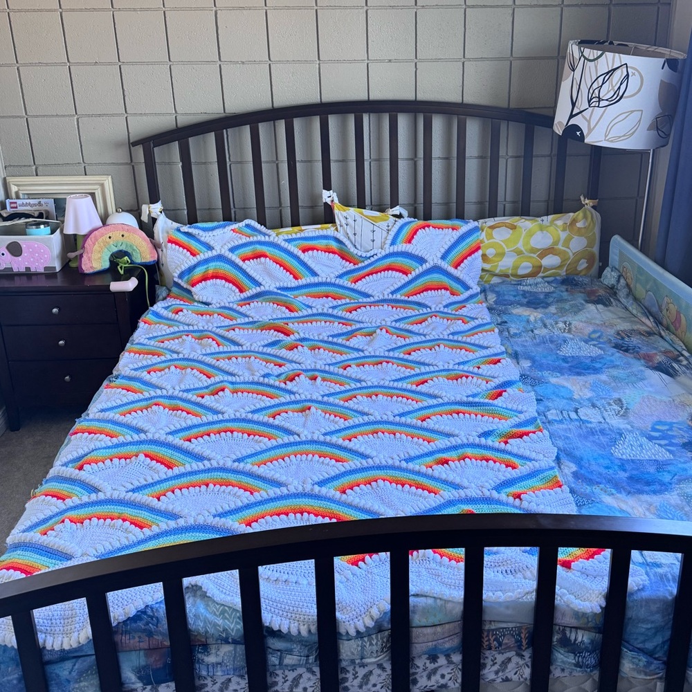 Vintage afghan granny cloud rainbow blanket